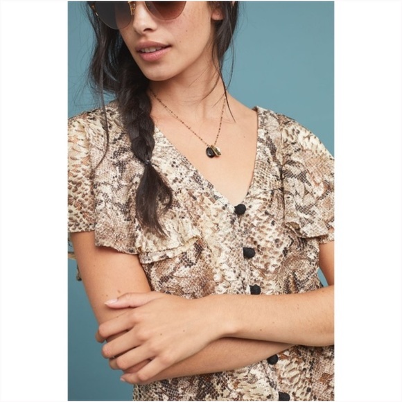 Anthropologie Eva Franco Snake Print Blouse - Picture 6 of 12